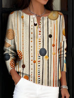 Women's VintageGeometric Pattern Art Print Buttoned Cardigan Sweater