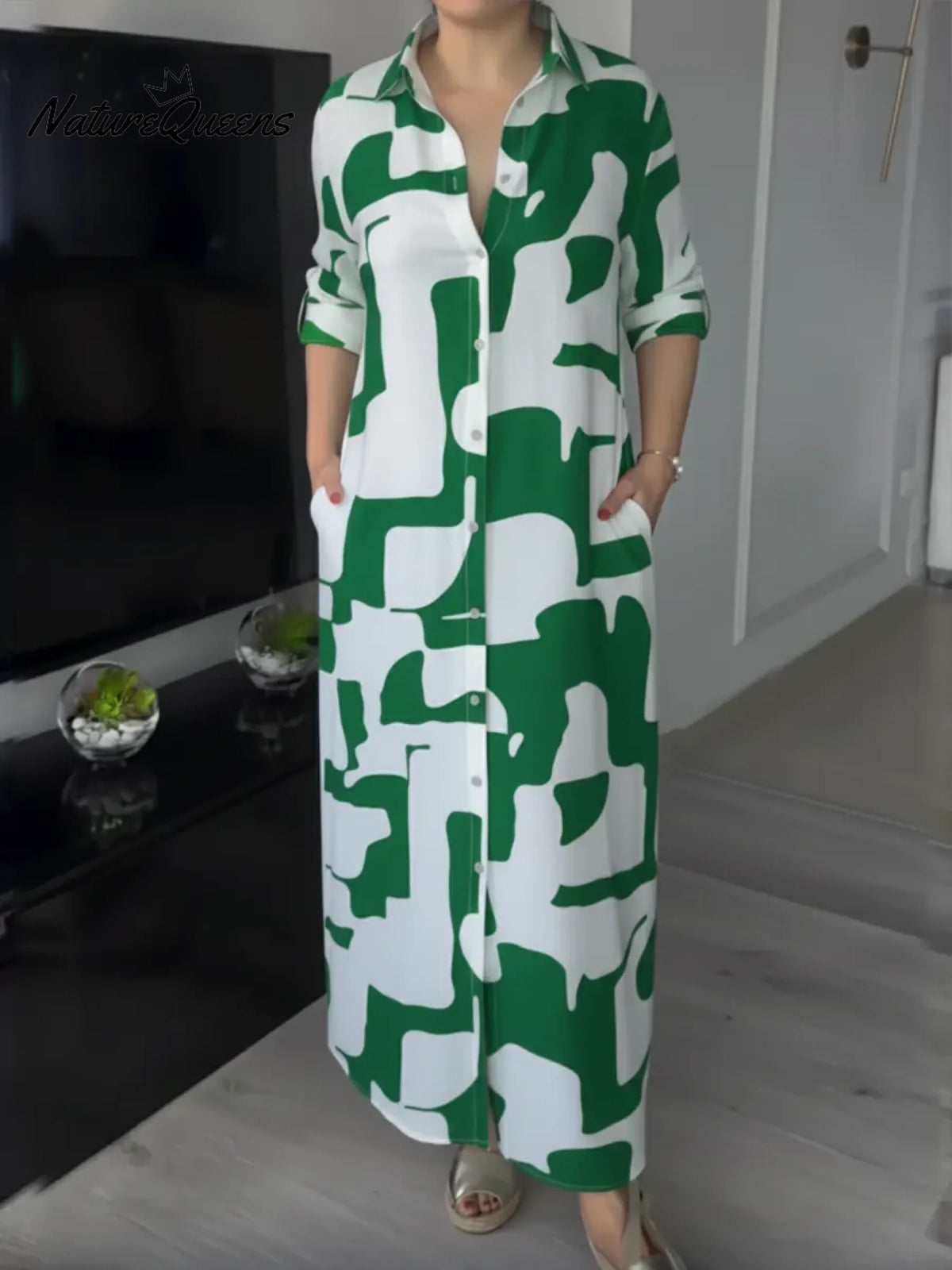 Women's Artistic Print Shirt Dress