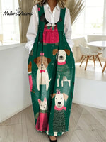 Women's Funny Dog Pattern Art Print Casual Cotton Denim Dress