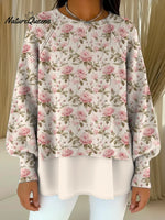 Women's Floral Pattern Art Print Casual Knitted Sweater