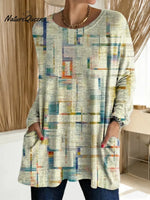 Women's Abstract Pattern Art Print Casual Cotton T-shirt