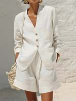 Casual And Minimalist Linen-cotton Two-piece Set