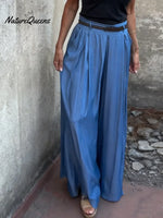 Women's Solid Color High-waisted Casual Loose Cotton Linen Wide-leg Pants