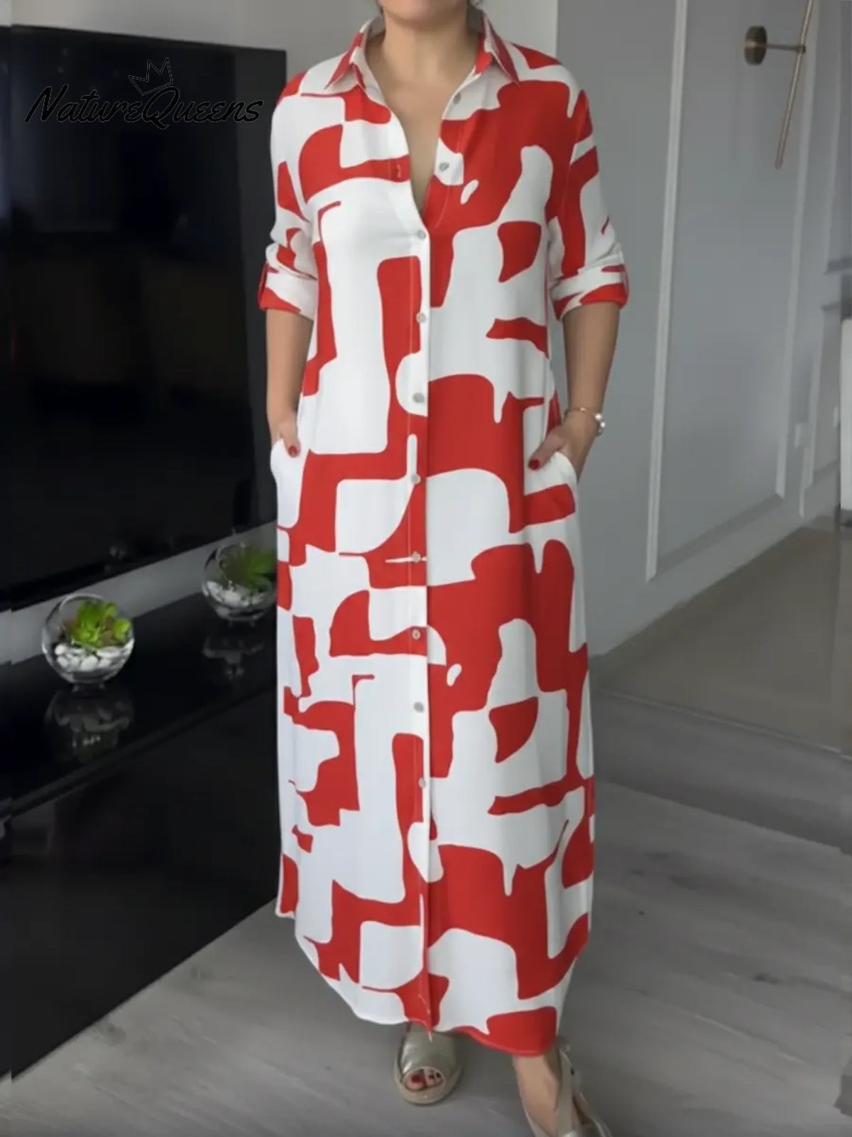 Women's Artistic Print Shirt Dress