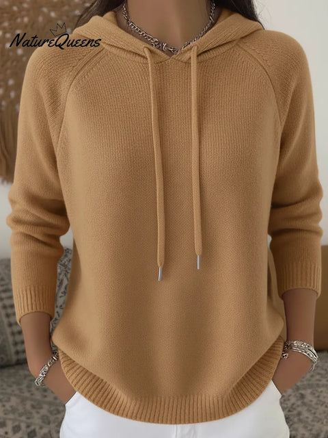 Cozy Casual Solid Color Hooded Sweater Top