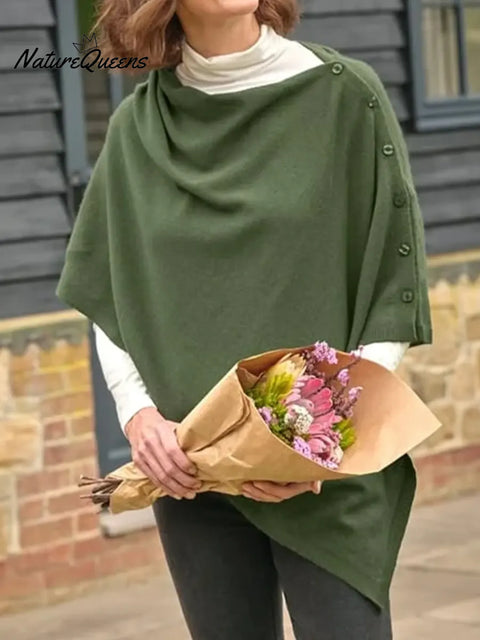 Women's Loose Casual Button Cape