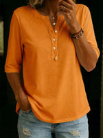 Classic Henley Collar 100% Cotton T-shirt