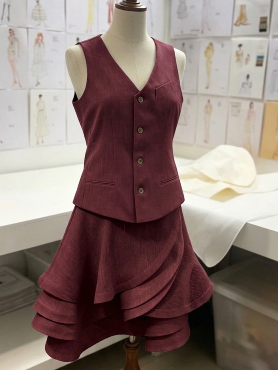 Artistic Cut Elegant Cotton-linen Suit Vest