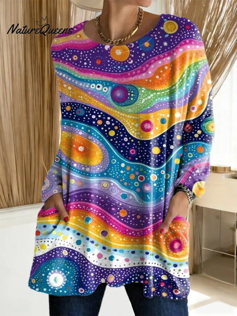 Women's Abstract Pattern Art Print Casual Cotton T-shirt