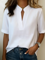 Minimalist Basic Loose Cotton And Linen Short-sleeved Shirt