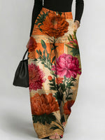 Women's Floral Pattern Art Print Casual Stylish Denim Pants