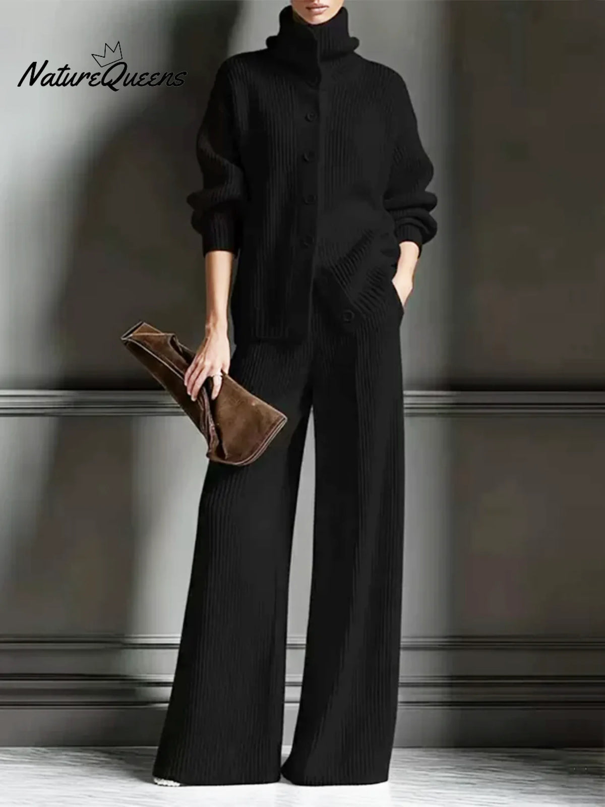 Women's Cozy Cardigan Sweater and Pants Two-Piece Set