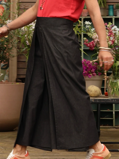Alex Wrap Slit Linen Pants with Elastic Waist
