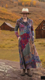 Women's Boho Boat-Shaped Collar Floral Print Stretch Dress