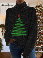 Women's Christmas Tree Turtleneck Fleece Sweatshirt