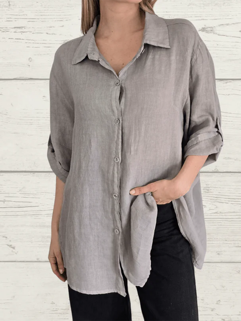 Classic Curved Hem Cotton Shirt
