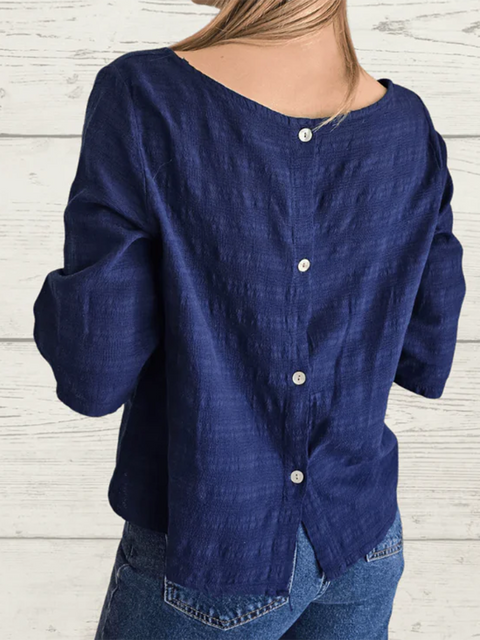 Button-back Cotton and Linen Top