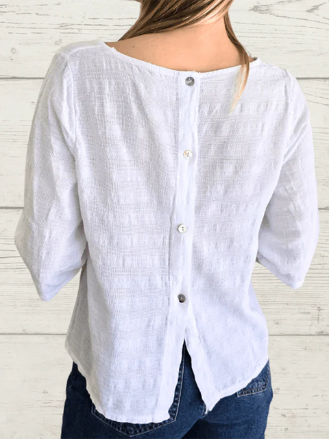 Button-back Cotton and Linen Top
