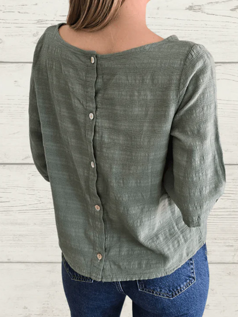 Button-back Cotton and Linen Top