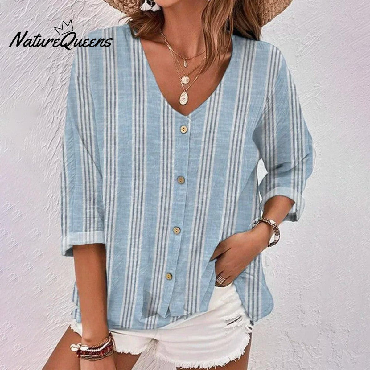 Fresh Blue 3/4 Sleeve Top / S
