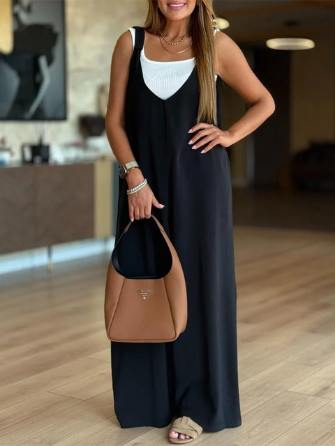 Casual Loose Deep U-neck Jumpsuit