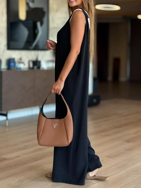 Casual Loose Deep U-neck Jumpsuit