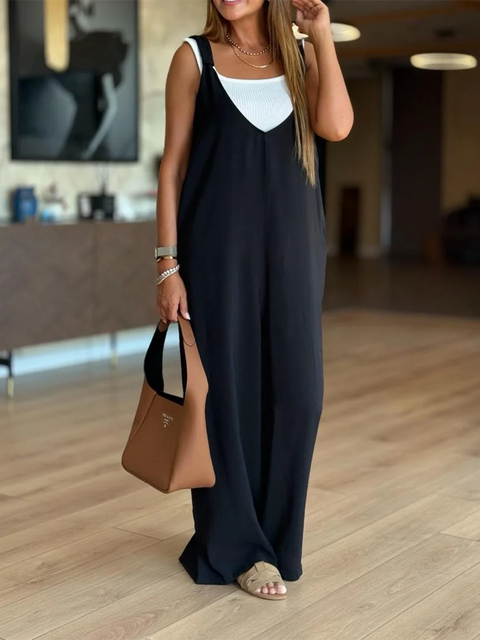Casual Loose Deep U-neck Jumpsuit