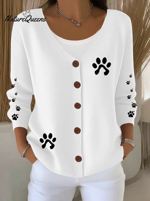 Women's Cute Dog Print Casual Cardigan