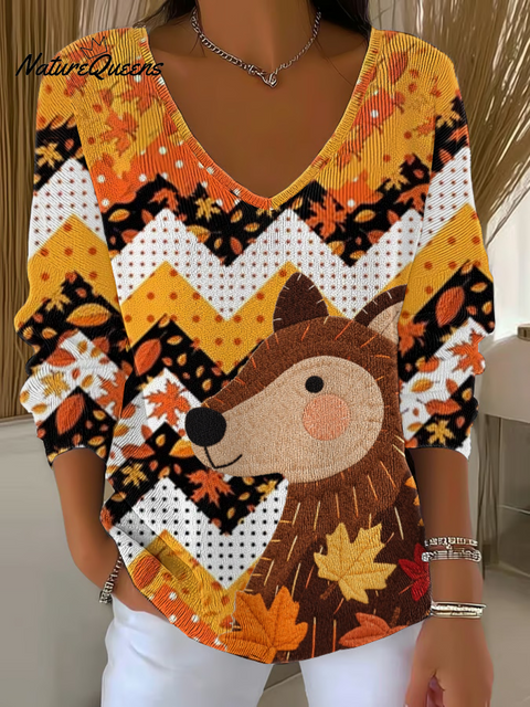 Women's autumn animals Ribbed Top
