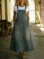 Women's casual loose denim suspender dress