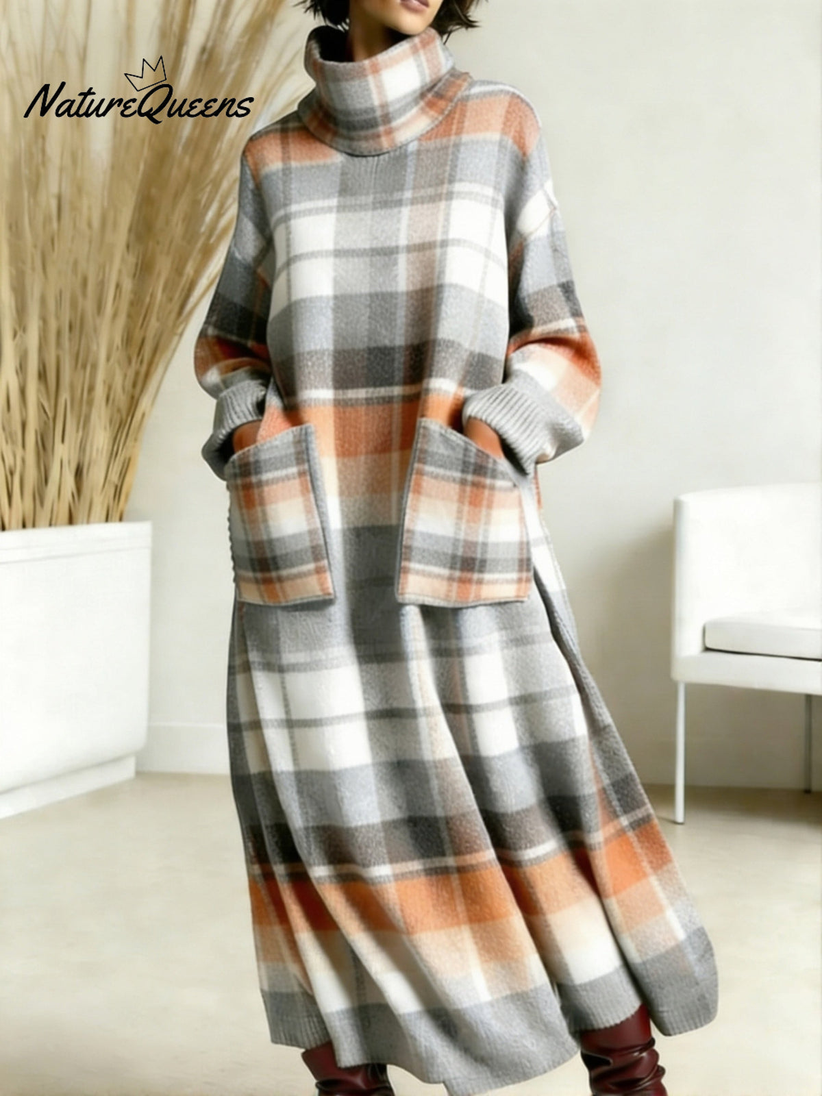 Women's Geometry Pattern Art Print Casual Cotton Knitted Dress