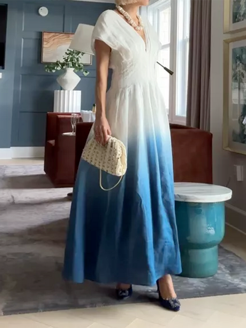 Ombre Dip-Dyed Toby Linen Dress