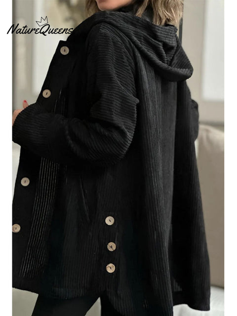 Women's Hooded Loose Corduroy Casual Jacket
