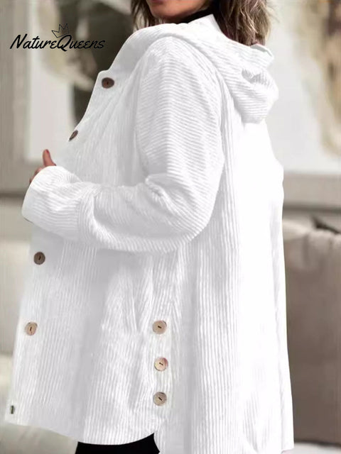 Women's Hooded Loose Corduroy Casual Jacket
