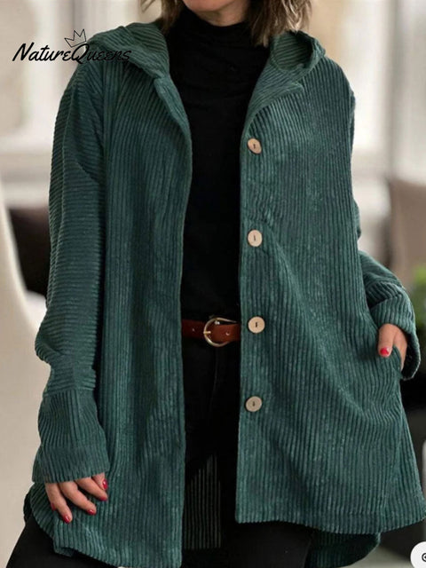 Women's Hooded Loose Corduroy Casual Jacket
