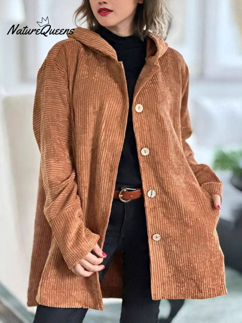 Women's Hooded Loose Corduroy Casual Jacket