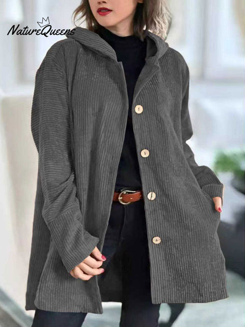 Women's Hooded Loose Corduroy Casual Jacket