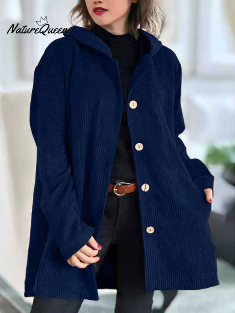 Women's Hooded Loose Corduroy Casual Jacket