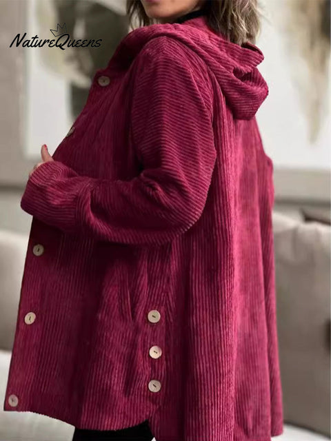 Women's Hooded Loose Corduroy Casual Jacket