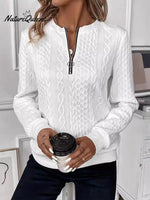 Women's Autumn and Winter Quilted Zippered Casual Sweatshirt