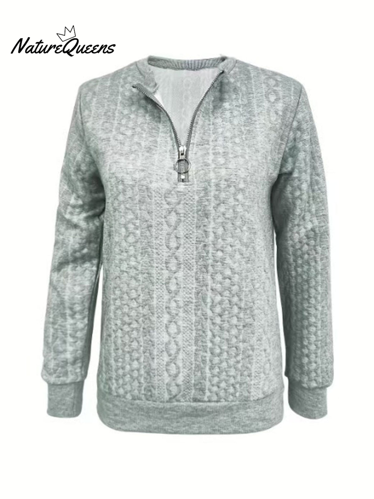 Women's Autumn and Winter Quilted Zippered Casual Sweatshirt