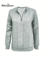 Women's Autumn and Winter Quilted Zippered Casual Sweatshirt